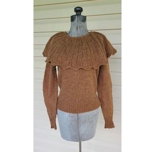 Vintage Brown‎ Mock Layer Collar  Sweater
